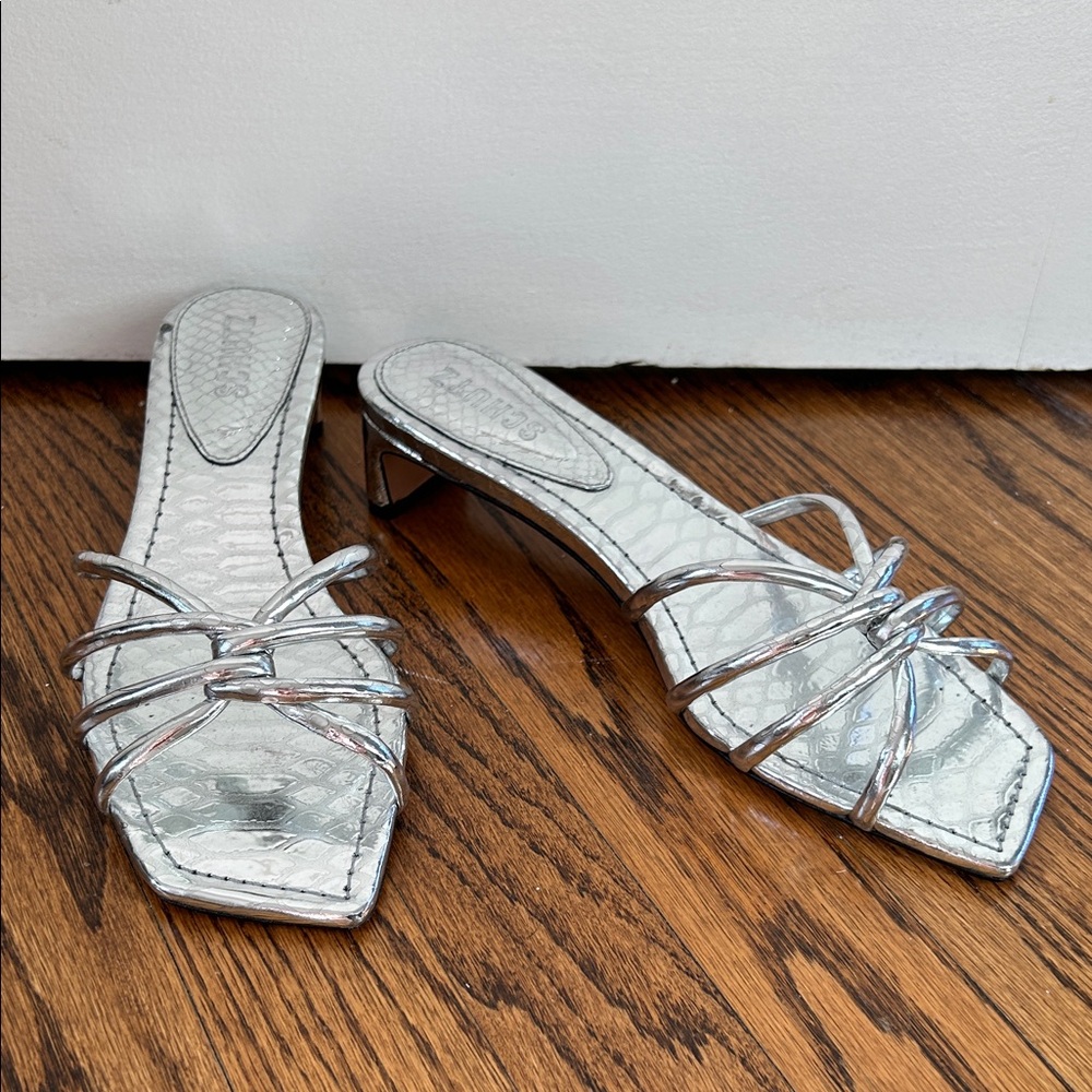 SCHUTZ Rachel Mule Metallic Leather Sandal